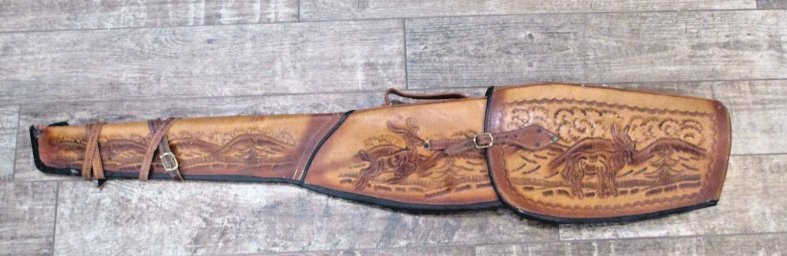 Tooled LEATHER RIFLE /SHOTGUN Case Scabbard Western ANTELOPE THEME