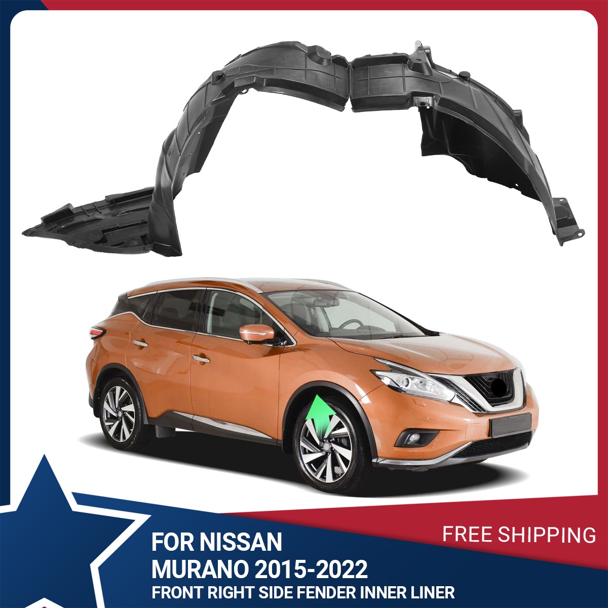 Fender Inner Liner Front Right Passenger 638405AA0A For Nissan Murano 2015-2022