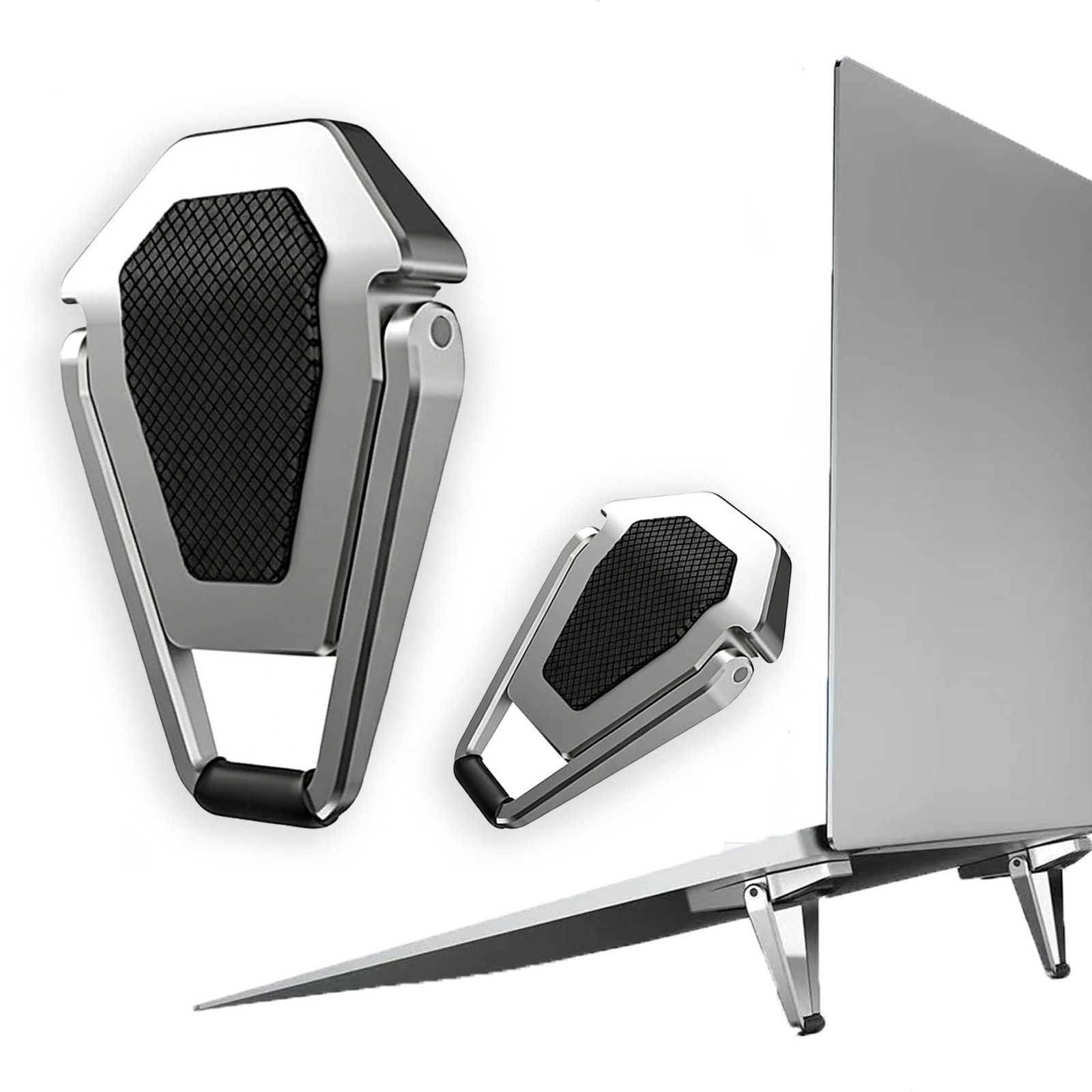 Foldable Laptop Stand Portable Invisible Cooling Riser Feet Legs Silver 2PCS