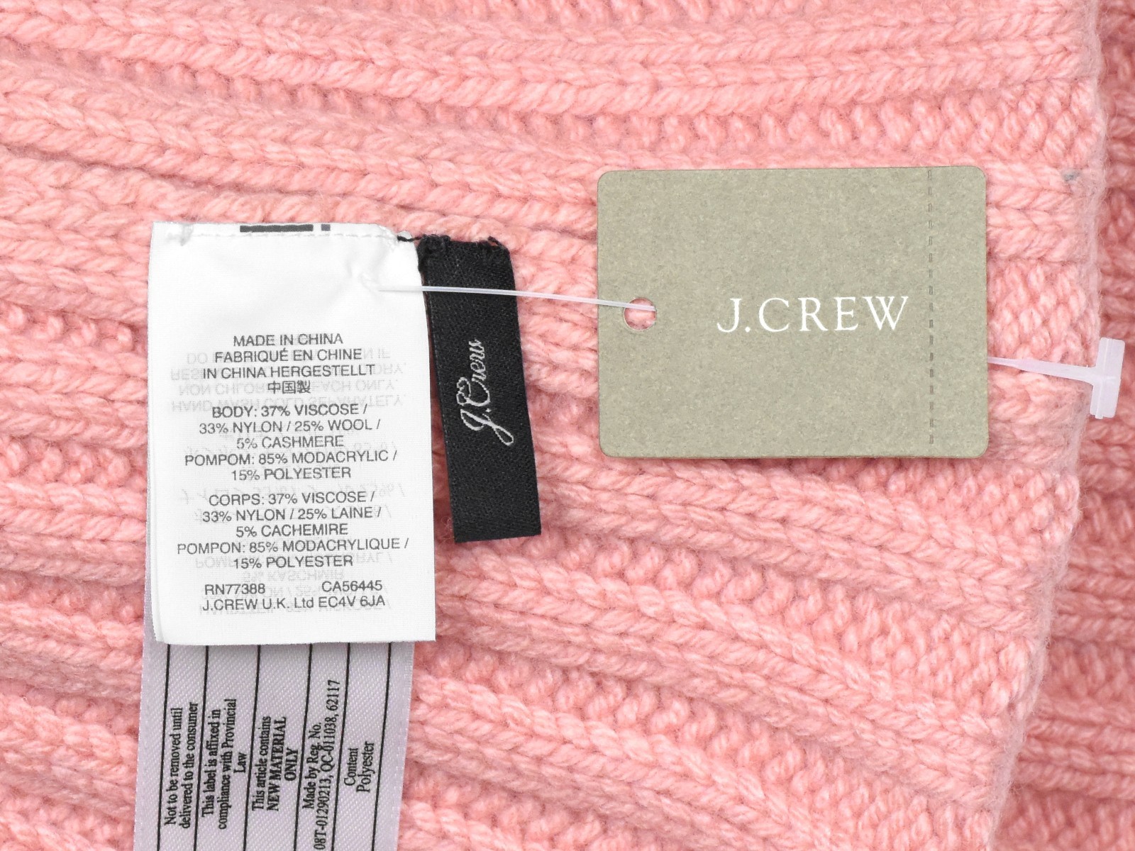 Qty 3: J.Crew Women's Rib-Knit Beanie, Faux-Fur Pom-Pom - Lilac, Peach, Navy NWT