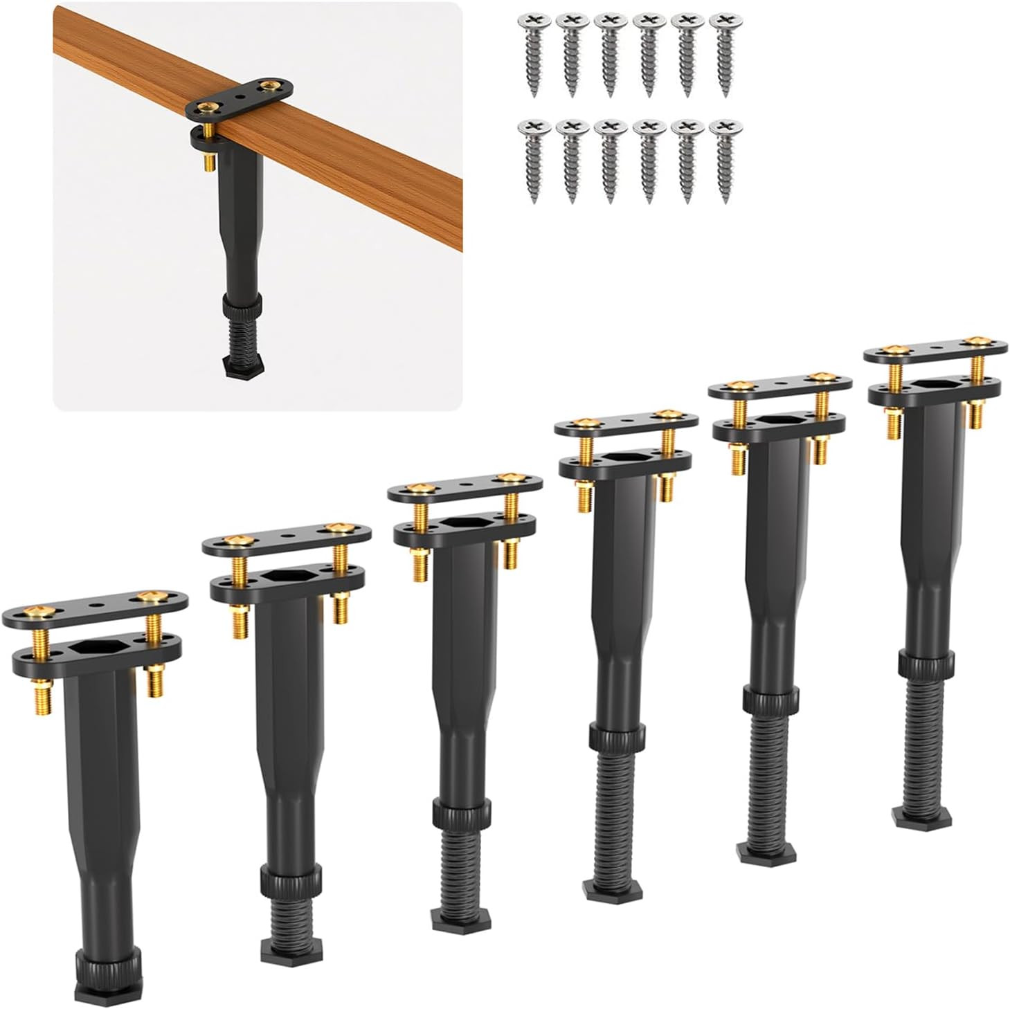 Replacement Bed Slats Support Leg Kit, Adjustable Height 6.5-11 Inch, Clamp-On N