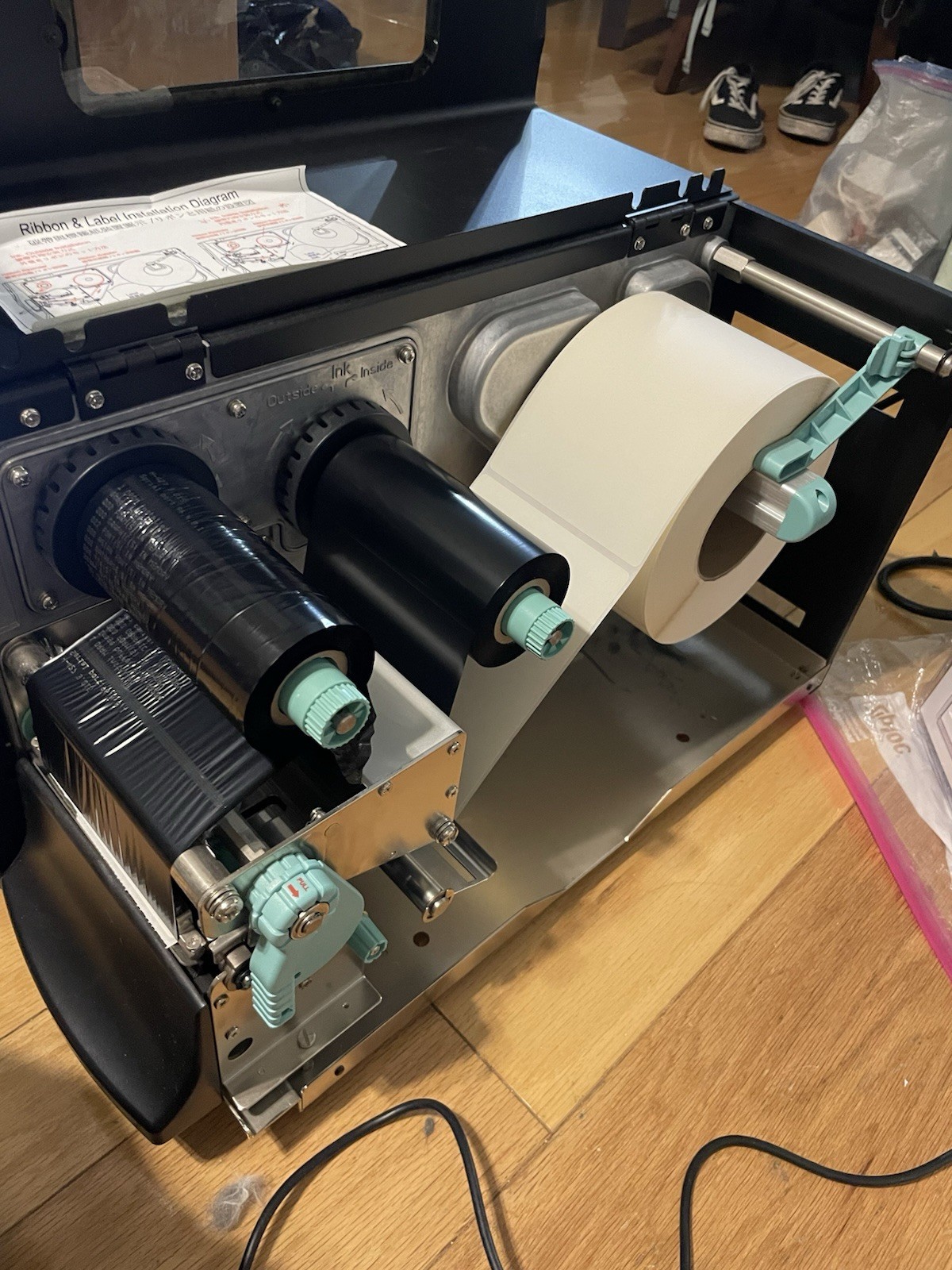 Tharo H-400 Thermal Transfer Label Printer Rewinder USB Serial Parallel - Tested