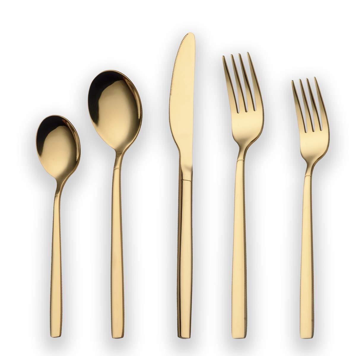 20 Piece Titanium Gold Plated Stainless Steel Flatware Set, 20 Pieces Golden ...