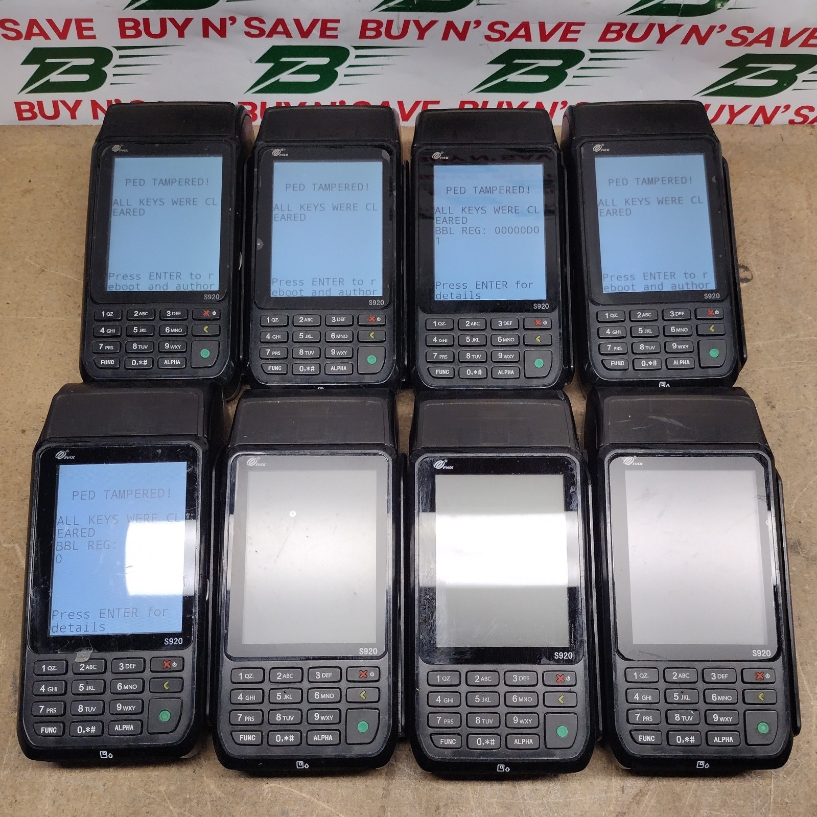 Lot of 8 - PAX S920 Mobile POS Credit Card Terminal -No Cables- FOR PARTS