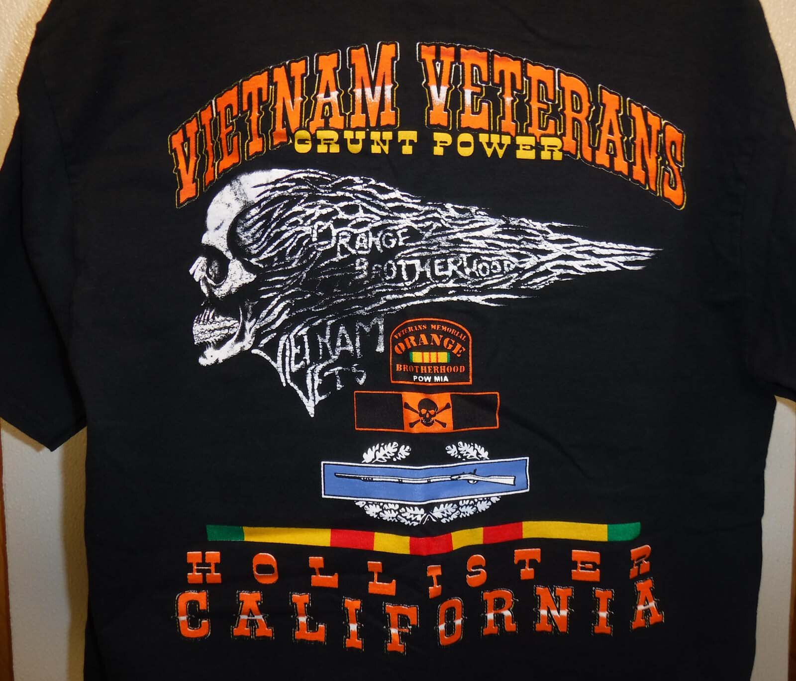 Vietnam Vets Veterans Orange Brotherhood Grunt Power Biker T-Shirt Med Hollister