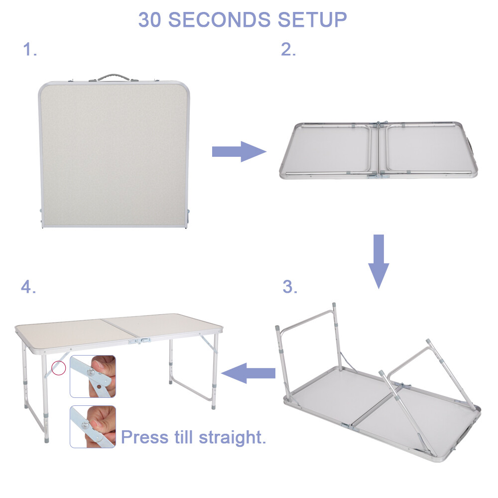 120 X 60 X 70 4Ft Portable Multipurpose Folding Table White USA
