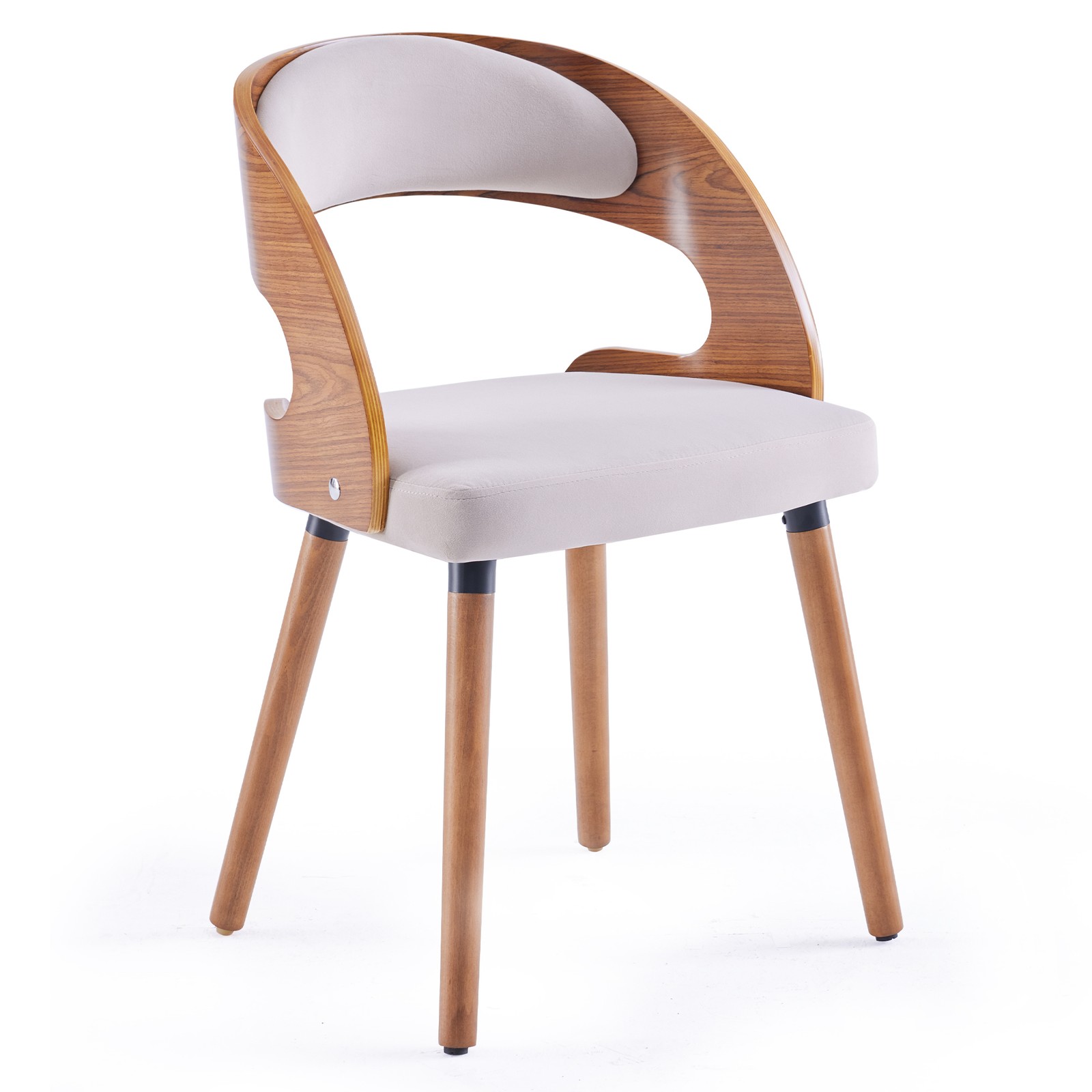 Wood Dining Chairs, Modern Upholstered Dining Chairs with Curved Backrest for