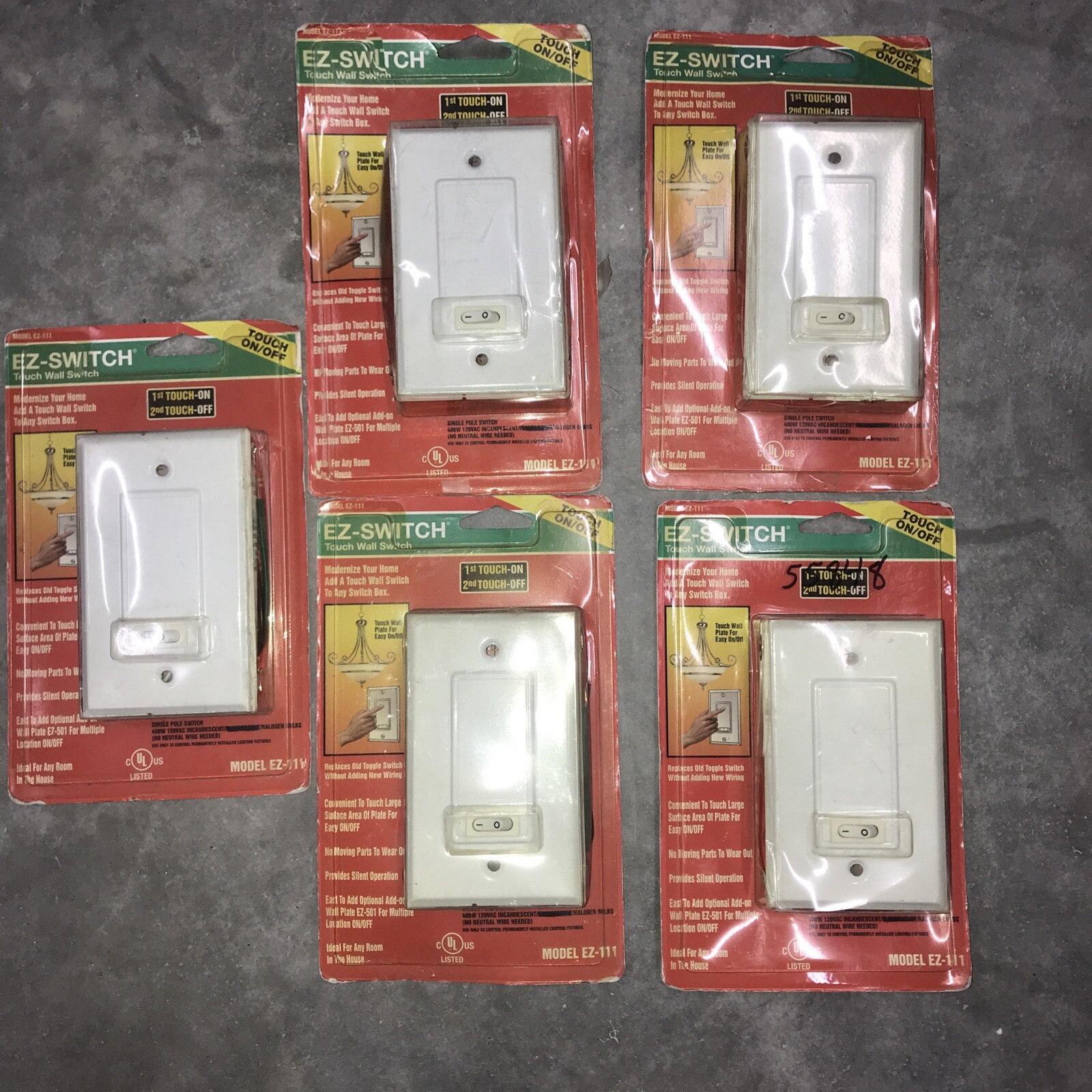 5 Qty EZ-Switch Touch Wall Switch EZ-111 On/Off Switch