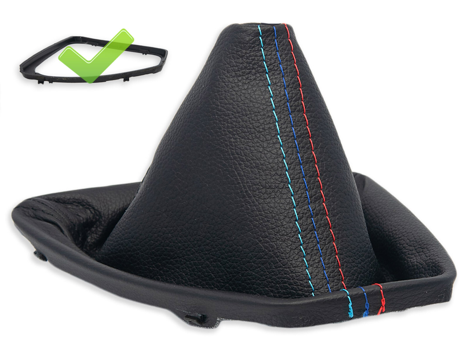 FOR BMW E90 E91 GEAR SHIFT BOOT GAITER LEATHER STITCHING MPOWER + FRAME