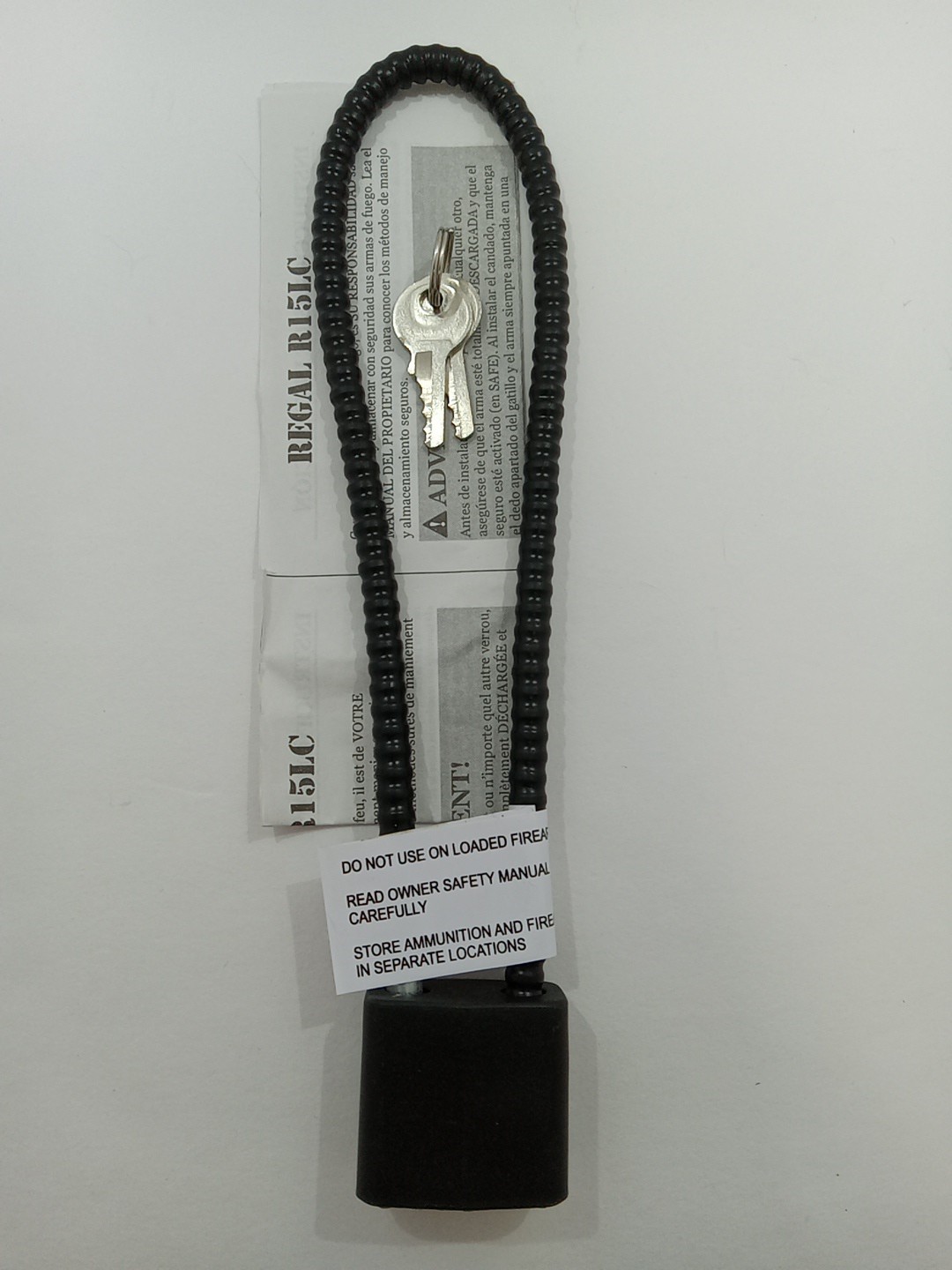 Regal Black Firearm Gun Safety Cable Lock With 2 Keys R15LC
