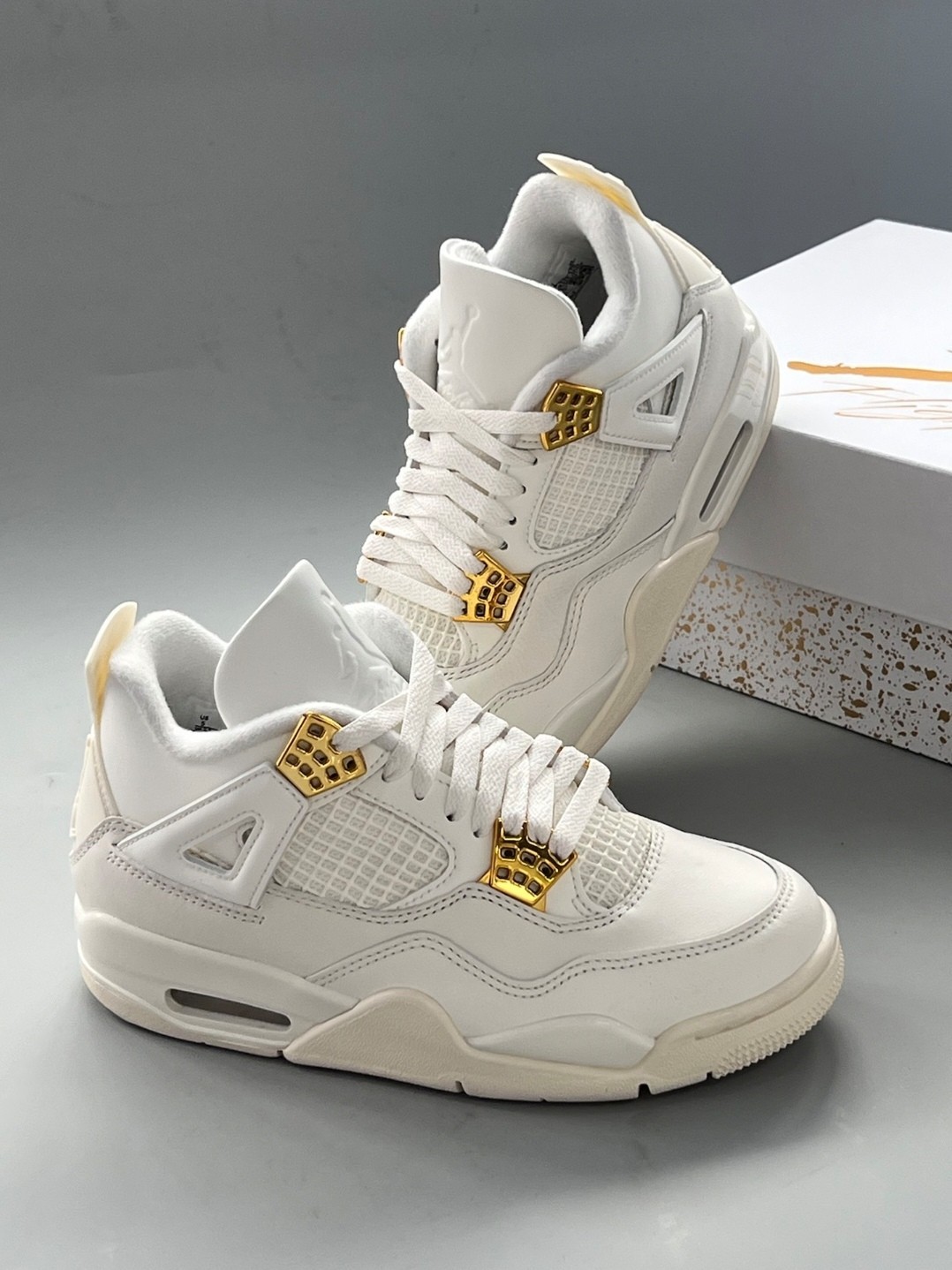 Jordan 4 "Metallic Gold" Retro Mid-Top Basketball Shoes US Size 7-12