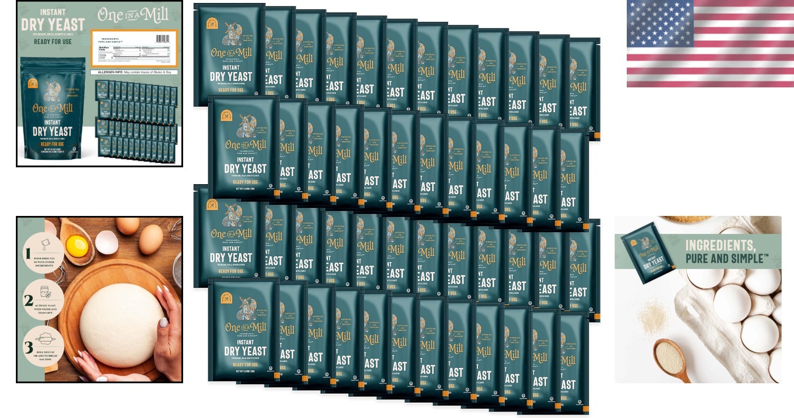 Quick Rapid Rise Yeast for Bread, Cake, Pizza - 48 Pack