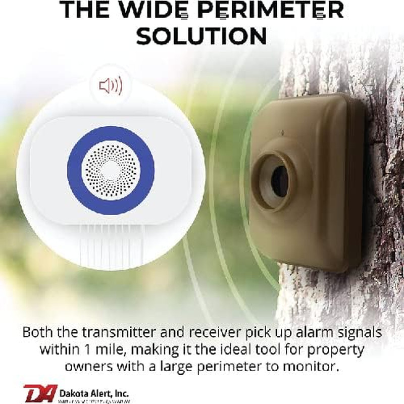 Wireless Driveway Alarm DCMA-4K Plus 1-Mile Motion Sensor Kit | Motion Detector,