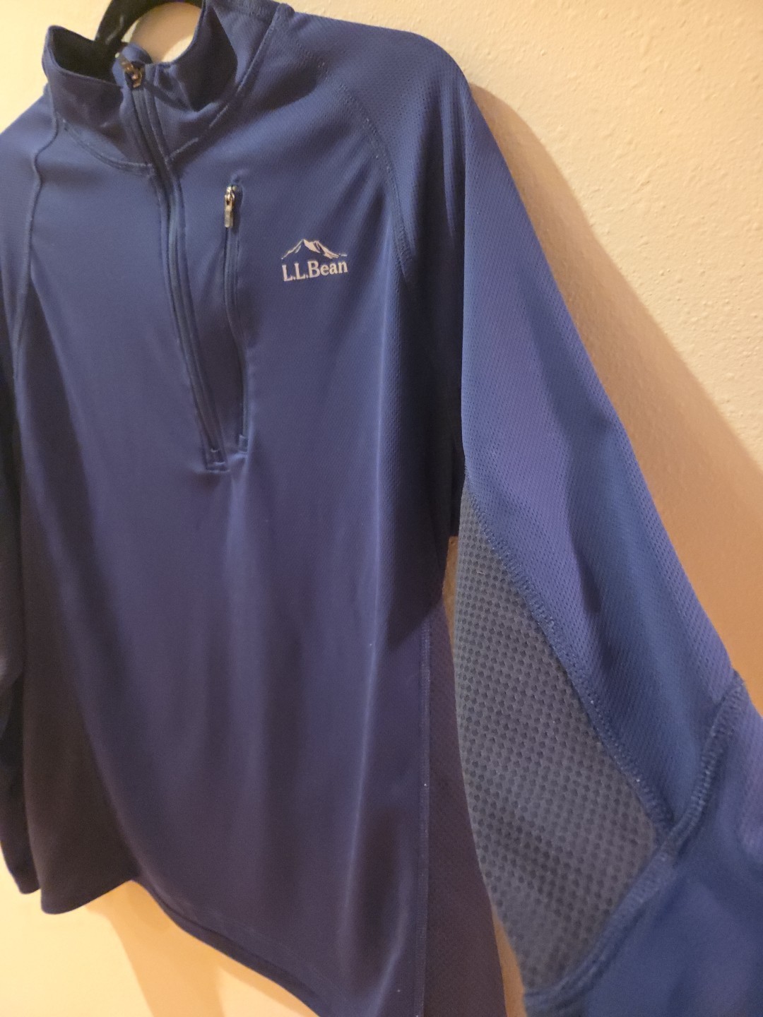L.L. Bean Slightly Fitted Pullover Quarter Zip Men's M Blue Long Sleeve 300501