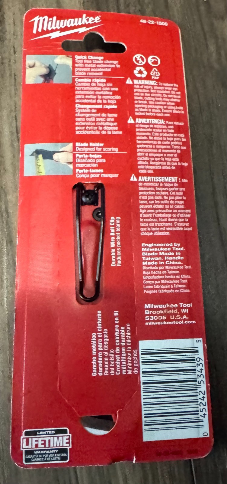 NEW Milwaukee Tool 48-22-1500 Fastback Compact Folding Utility Knife, 6.15", Red