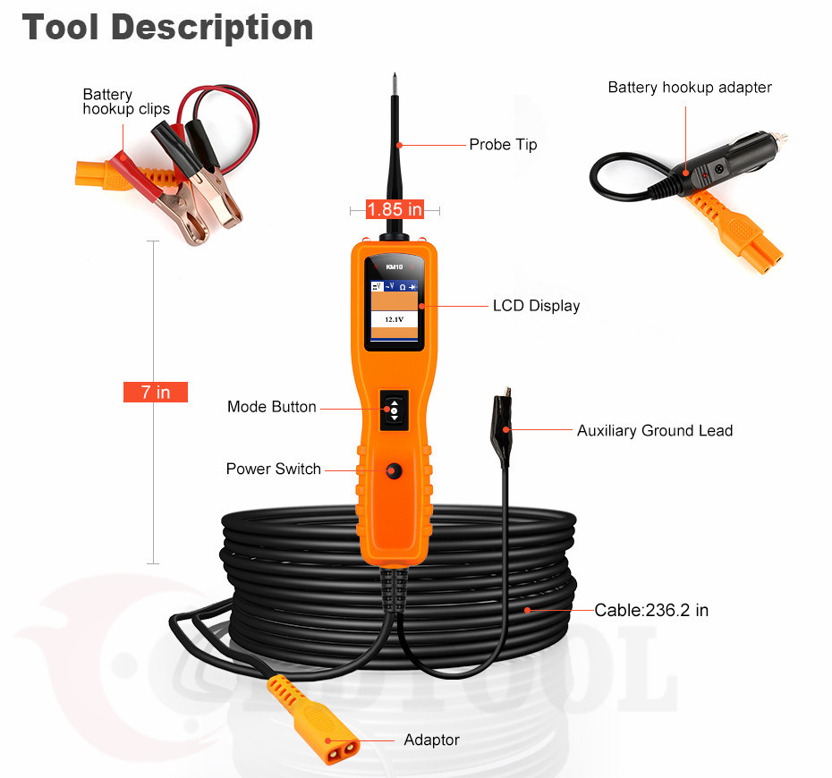 Car Circuit Battery Tester Electrical AVOmeter Detection Probe Diagnostic Tool