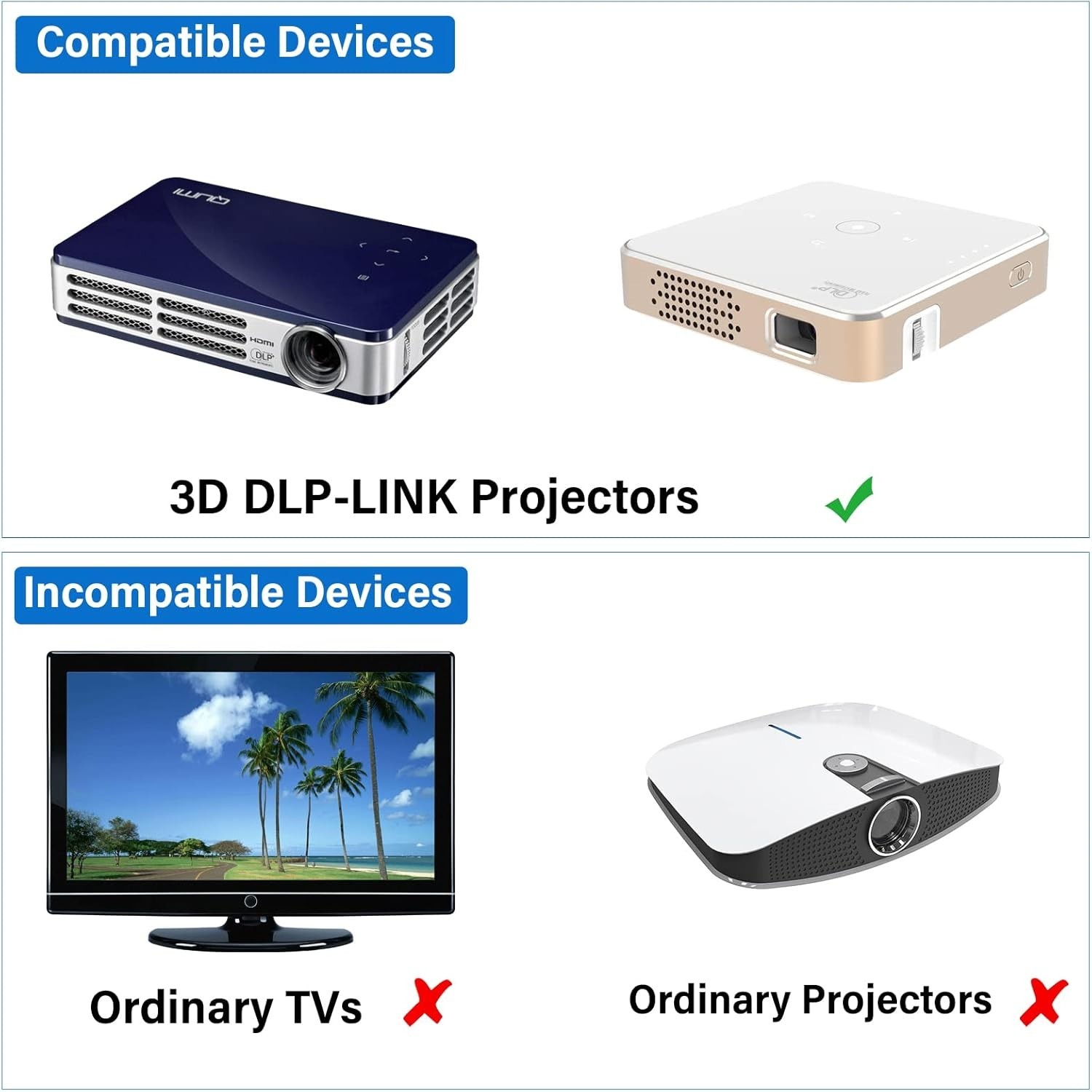 Active Shutter Rechargeable 3D Glasses - HD Experience#