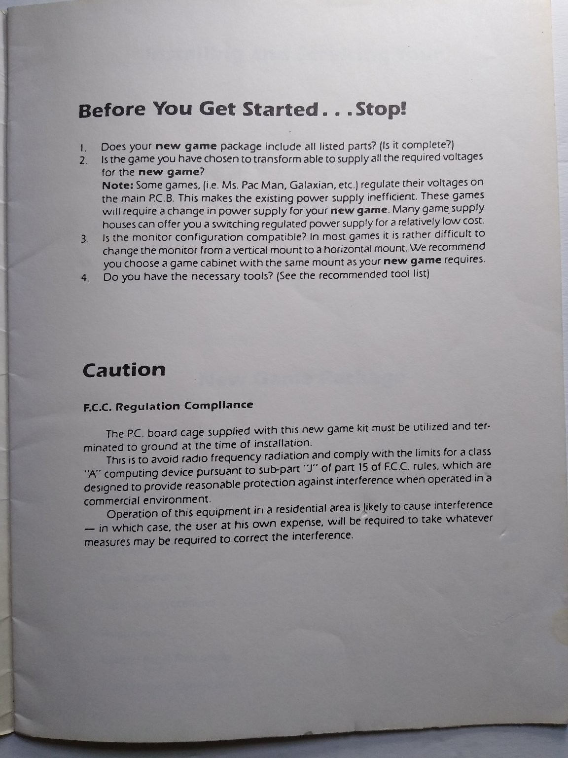 CAPCOM AVENGERS Arcade Game Instruction Manual Guide Original