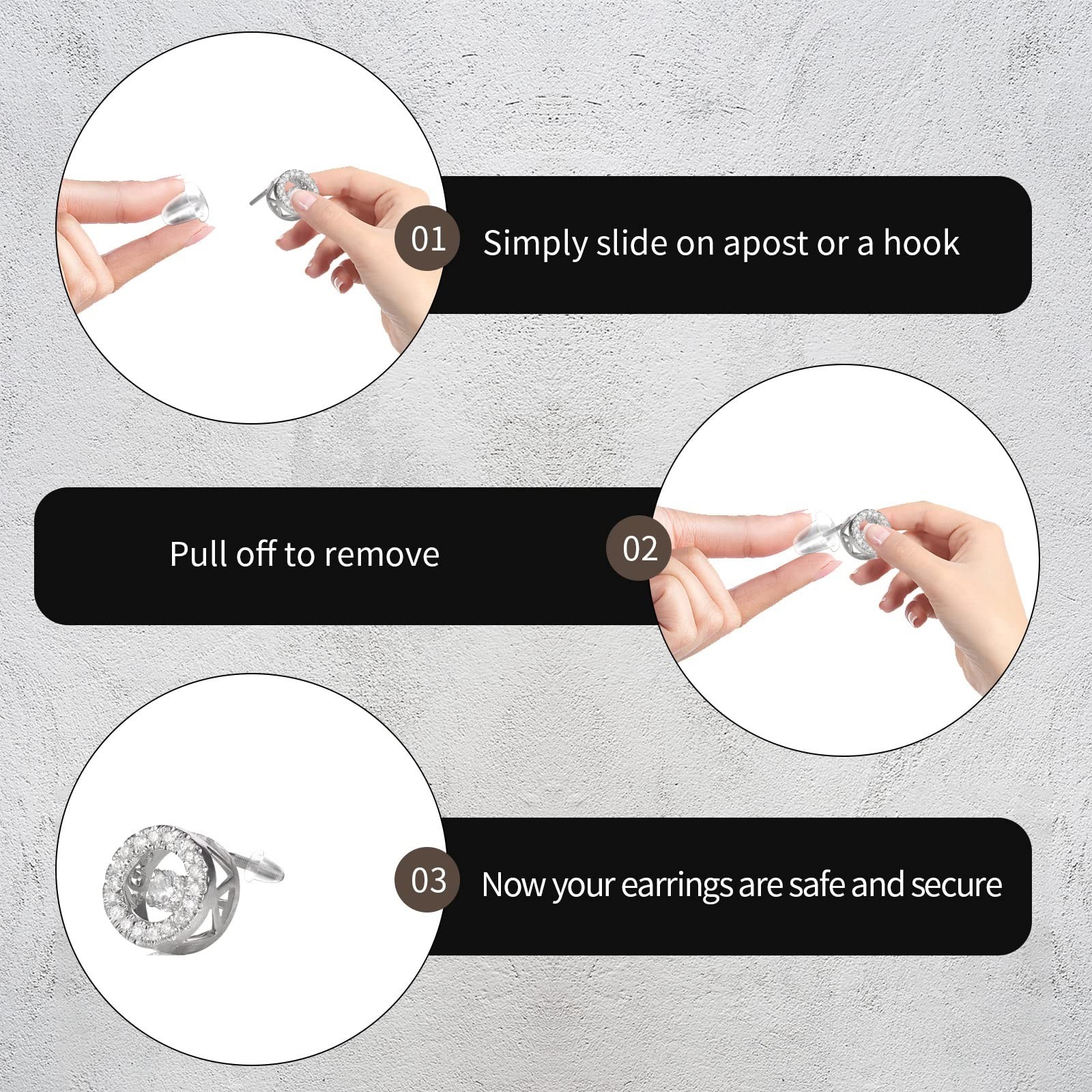 Silicone Earring Backs 600pcs Clear Soft Backs 6 Styles for Stud Earrings NEW