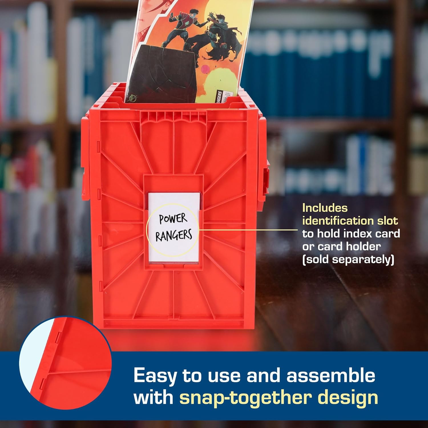 Short Comic Book Storage Box - 5 Pack, Holds 150 Comics, Stackable, Red