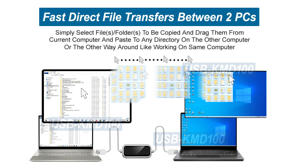 USB Keyboard Mouse Sharing Cable Smart FTP File Transfer Combining 2 PCs