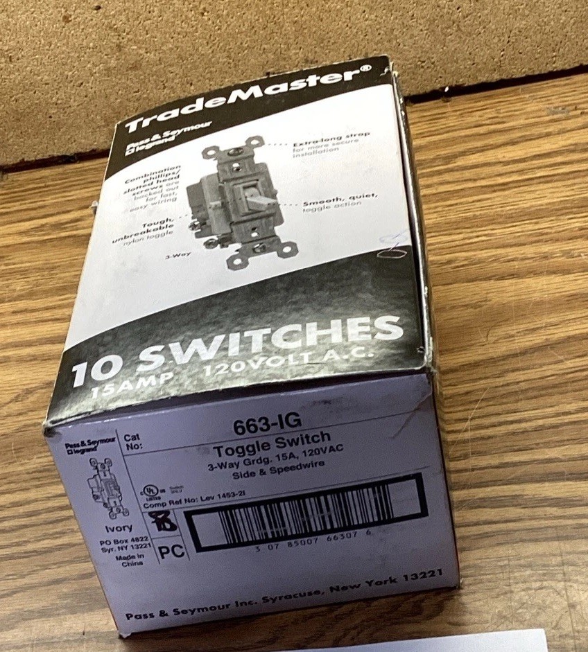 Lot Of 8 P&S LEGRAND  663-IG 3 Way Ivory TOGGLE  Switch 15a 125v NOB