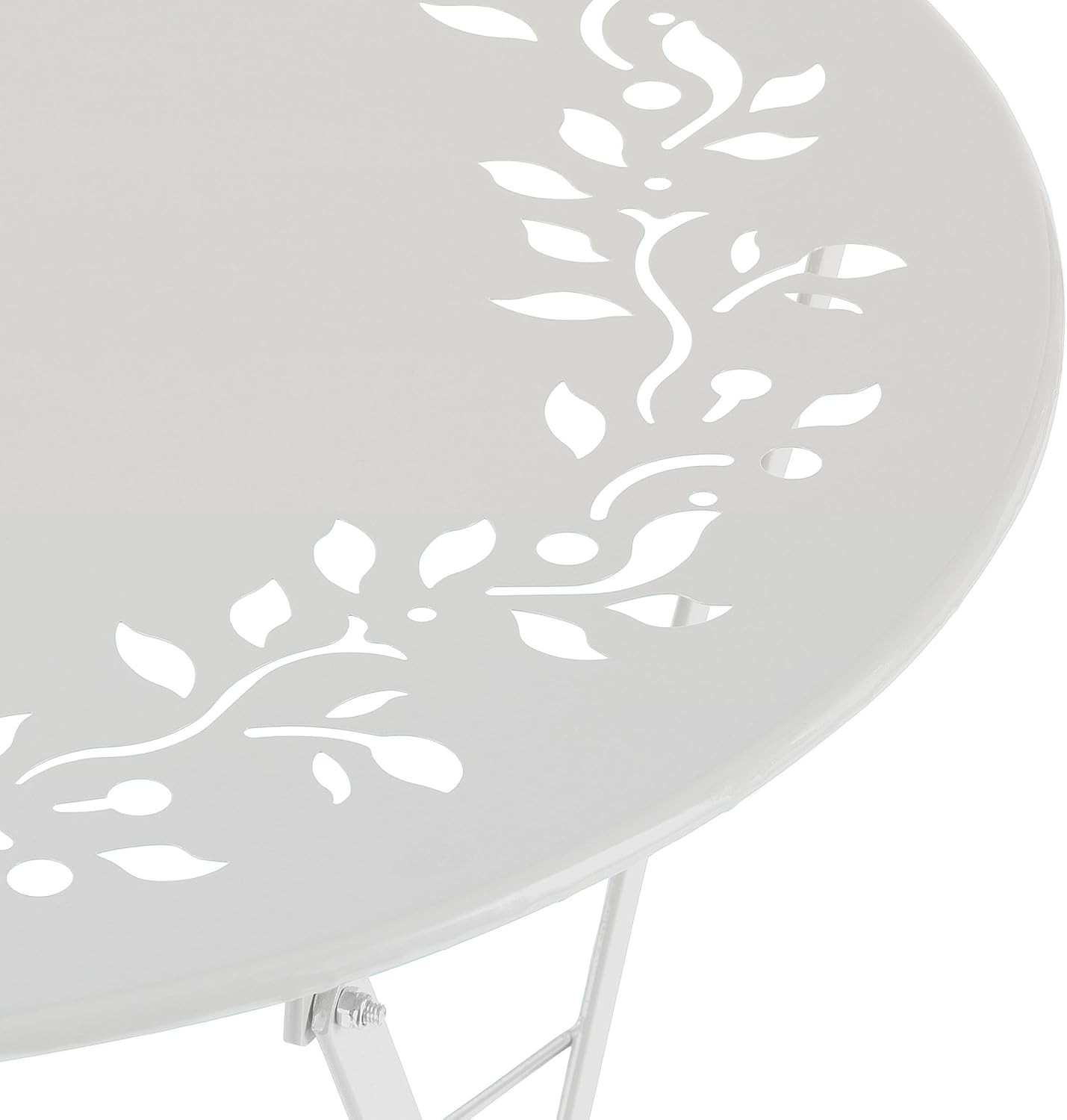Compact White Bistro Set - 3-Piece Folding Table & Chairs for Stylish Spaces
