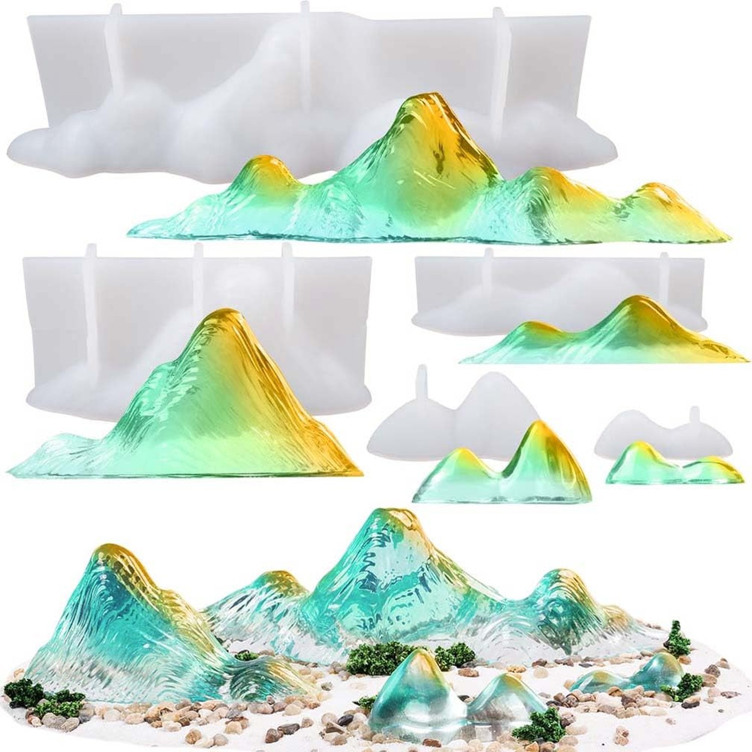 Mountain Epoxy Resin Silicone Molds Set Diorama Landscape, Rockery, Paperweig...