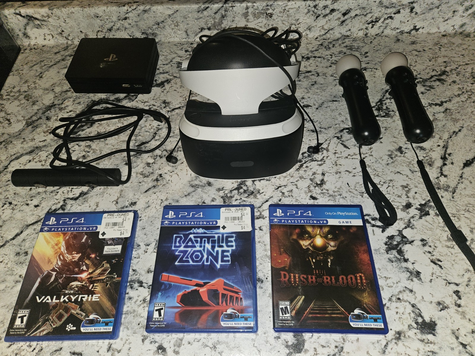 Sony PlayStation VR PSVR V2 CUH-ZVR2 Headset Bundle Move Controllers Untested