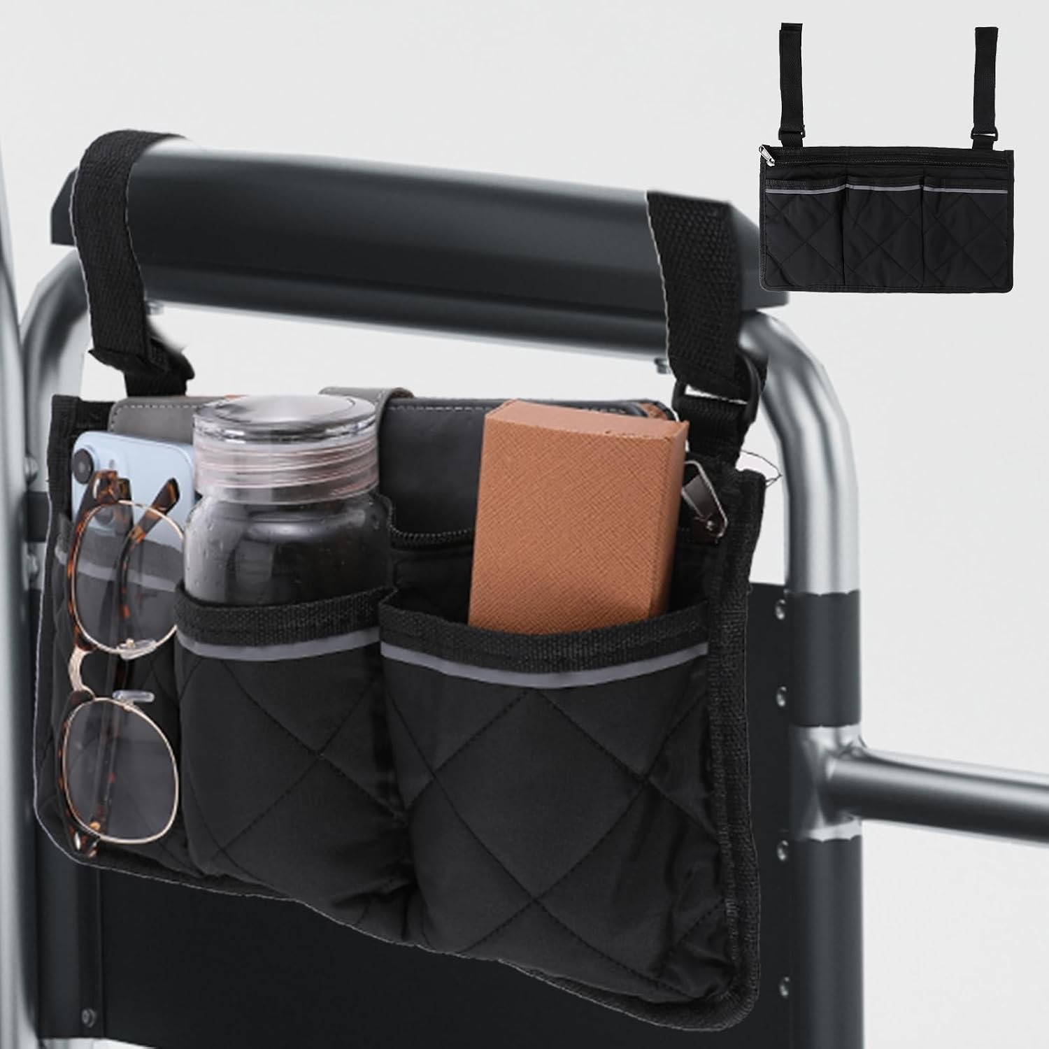 Wheelchair Side Bag, Wheelchair Bag Armres Waterproof Wheelchair Armrest Pouch w