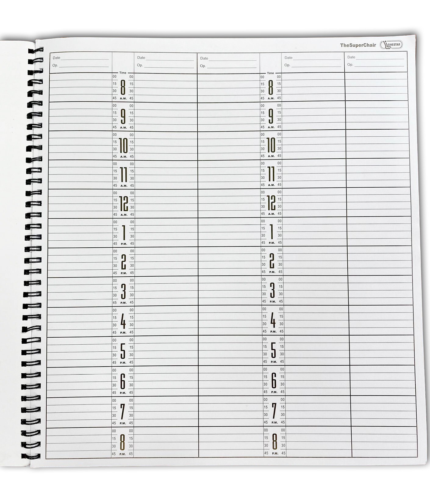 Spa Appointment Book - 100 Pages (50 Sheets), 5 Column
