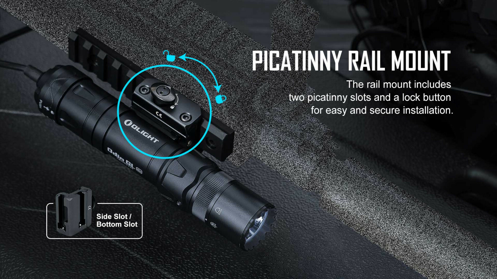 Olight Odin GL Mini Tactical Rechargeable Flashlight Green Laser Combo Picatinny