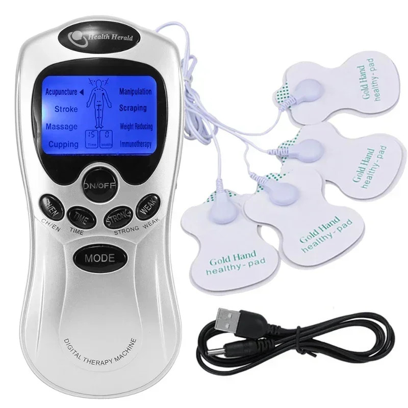 4 Ways Electrode Pad Massage Machine Acupunture Digital Therapy Pulse Stimulator