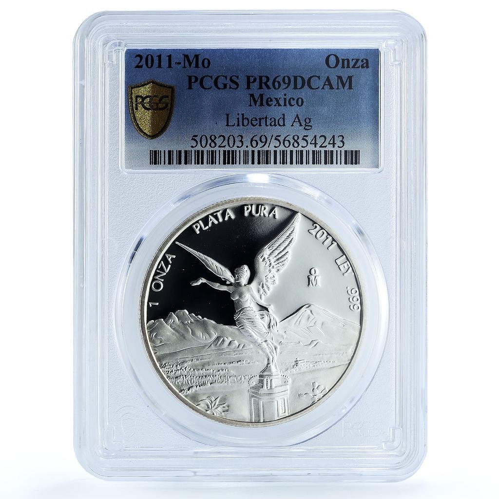 Mexico 1 onza Libertad Angel of Independence KM-639 PR 69 PCGS silver coin 2011