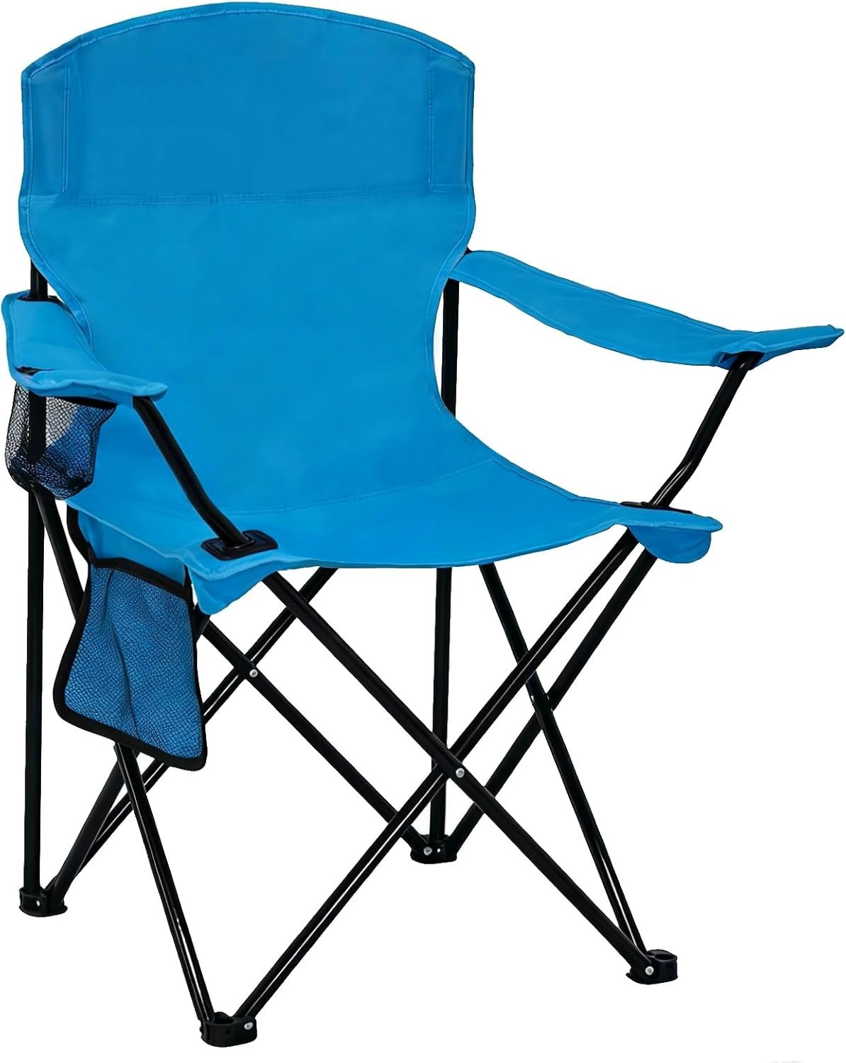 High Back Folding Camping Chair - 300lbs Capacity, Cup Holder, Portable in Blue