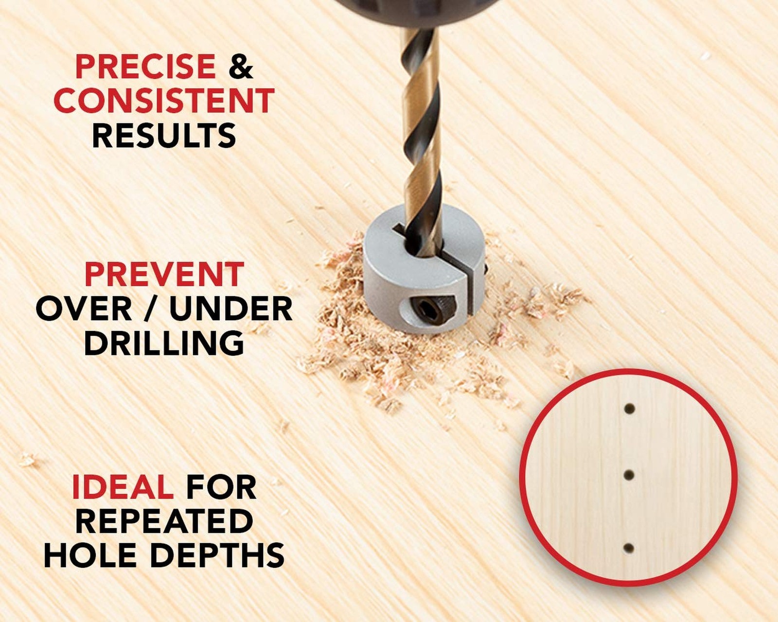 Professional Stop Collar Set - Drill Bit Depth Stop - 8 Piece Kit (1/2”, 7