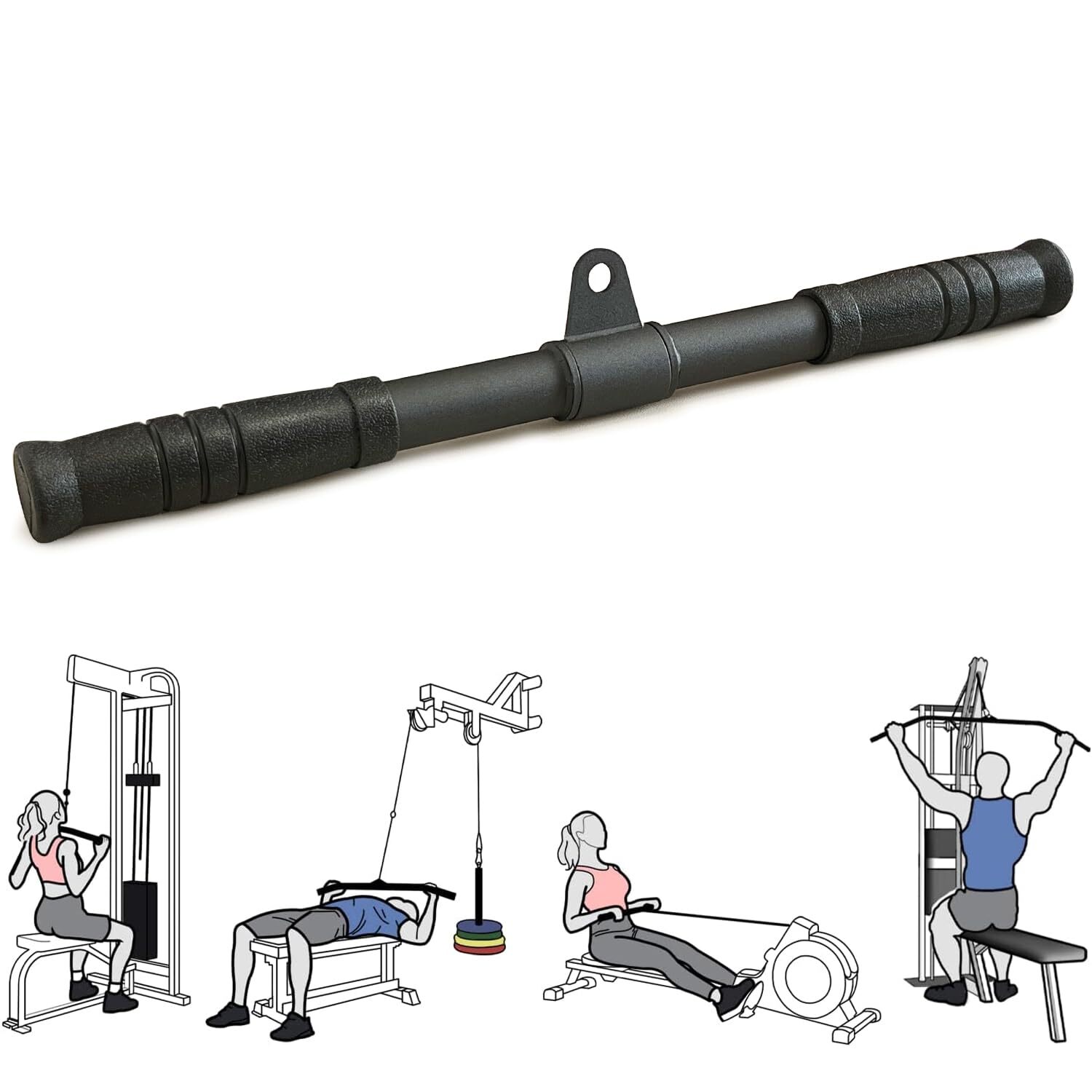 Straight Bar Pull Down Bar 360 Rotating Lat Pulldown Attachments Cable