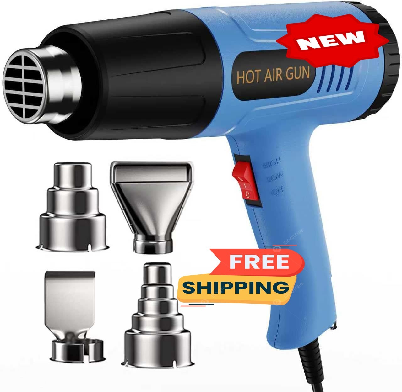 Pistola de aire caliente de 572 y 1112 °F con control dual de temperatura y 4 bo