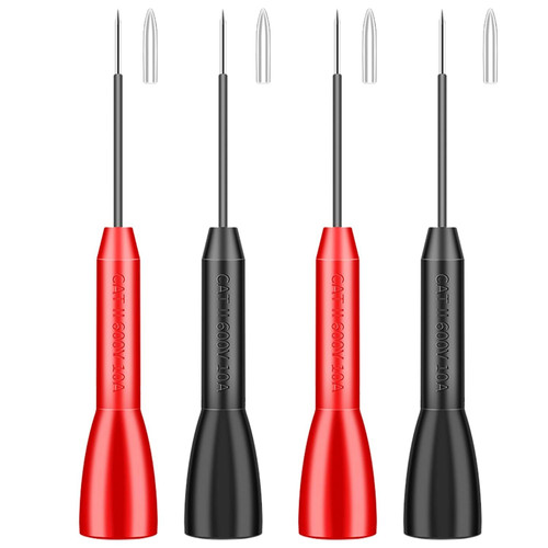 4 Pack 2mm Extended Needle Test Probes, 600V/10A Non-Destructive Black-Red