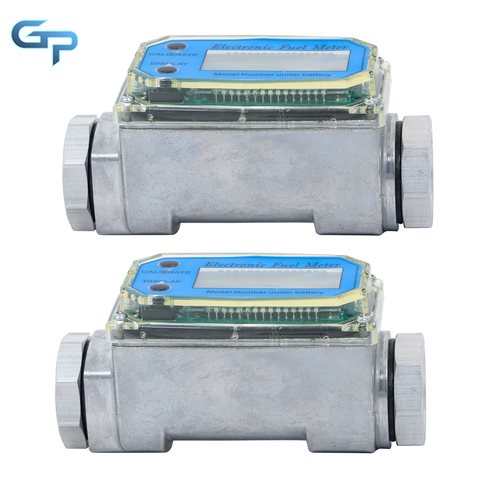 2pcs 1" Digital Turbine Flow Meter 2.6-26 GPM w/ 3/4 Interface for Liquid