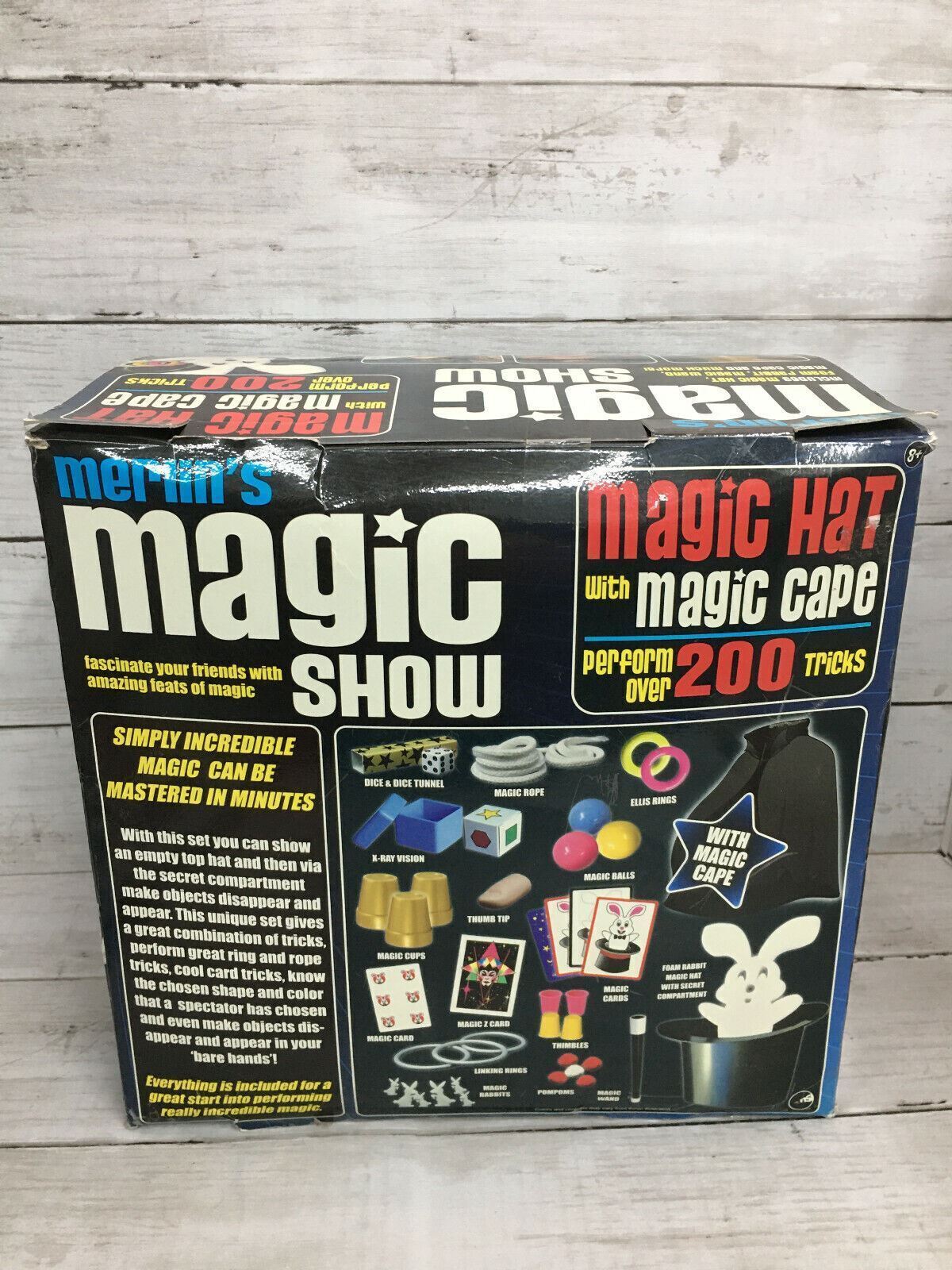 MERLIN'S MAGIC SHOW Over 200 Tricks: Magic Hat w/ Cape, Wand