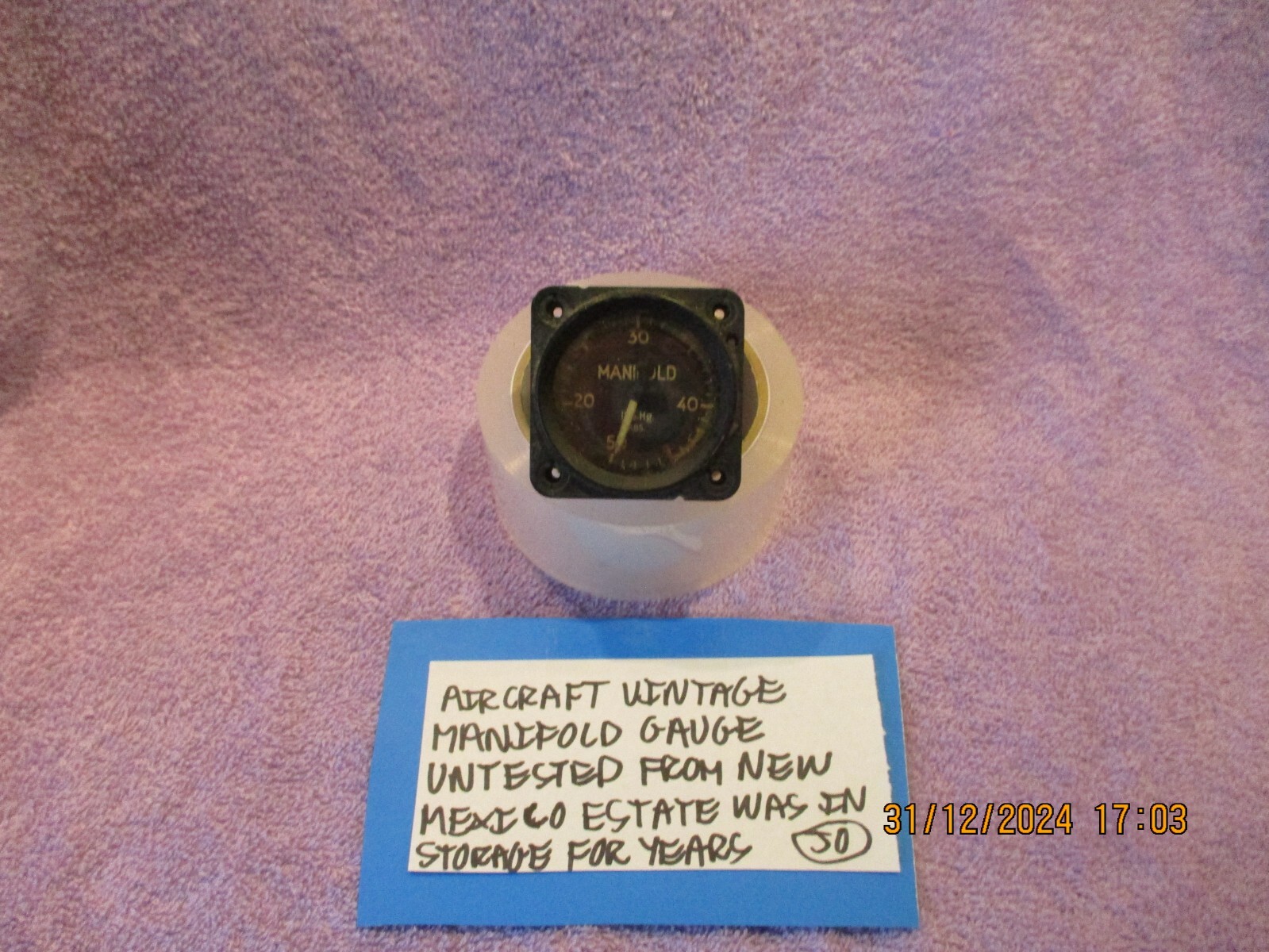 AIRCRAFT VINTAGE MANIFOLD GAUGE UNTESTED FROM NEW MEXICO ESTATE FREE SHIPPING