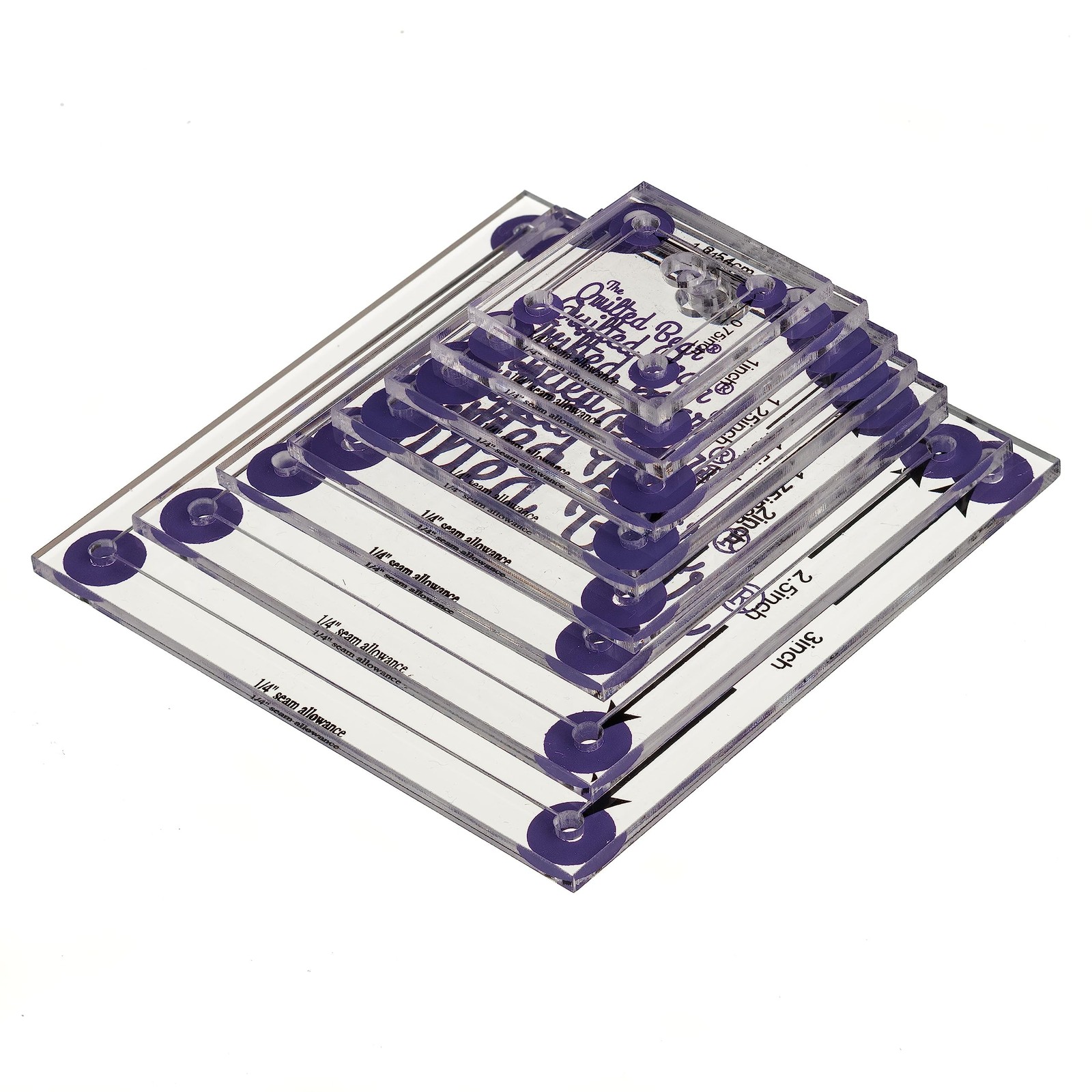 The Quilted Bear Square Quilting Templates – 8 Clear Non-Slip Acrylic