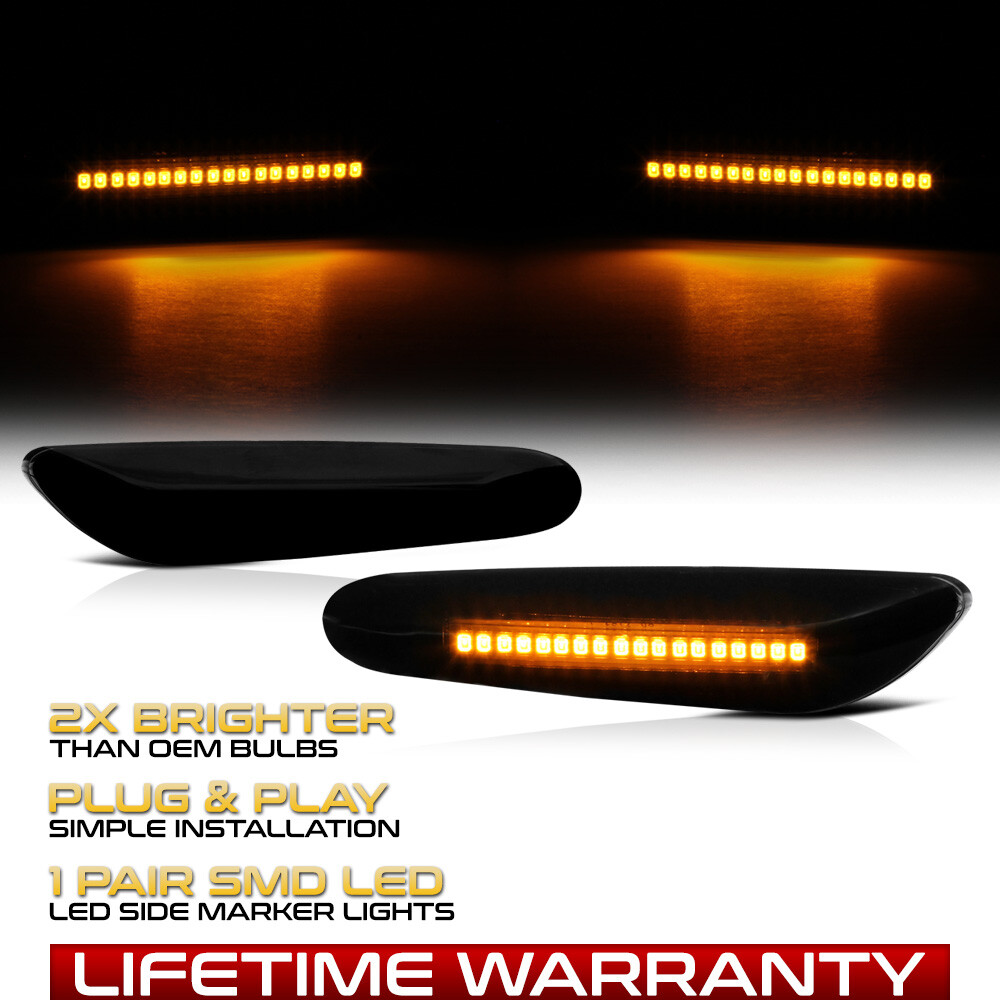 "SMOKE LENS" BMW E82 E88 E90 E92 LED Side Marker Light Signal Blinker Lamp Pair