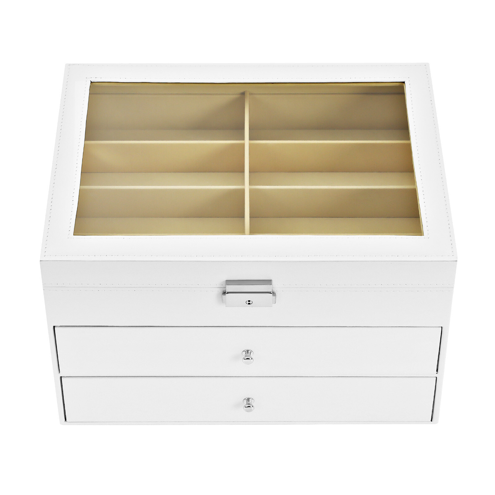 24 Slots Glasses Box Display Storage Case Organizer PU For Sunglasses White