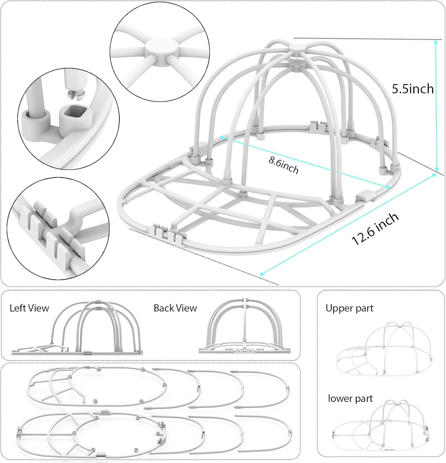 Hat Washer Cage for Washing Machine - Baseball Cap Cleaner Rack, Ball Cap Washin