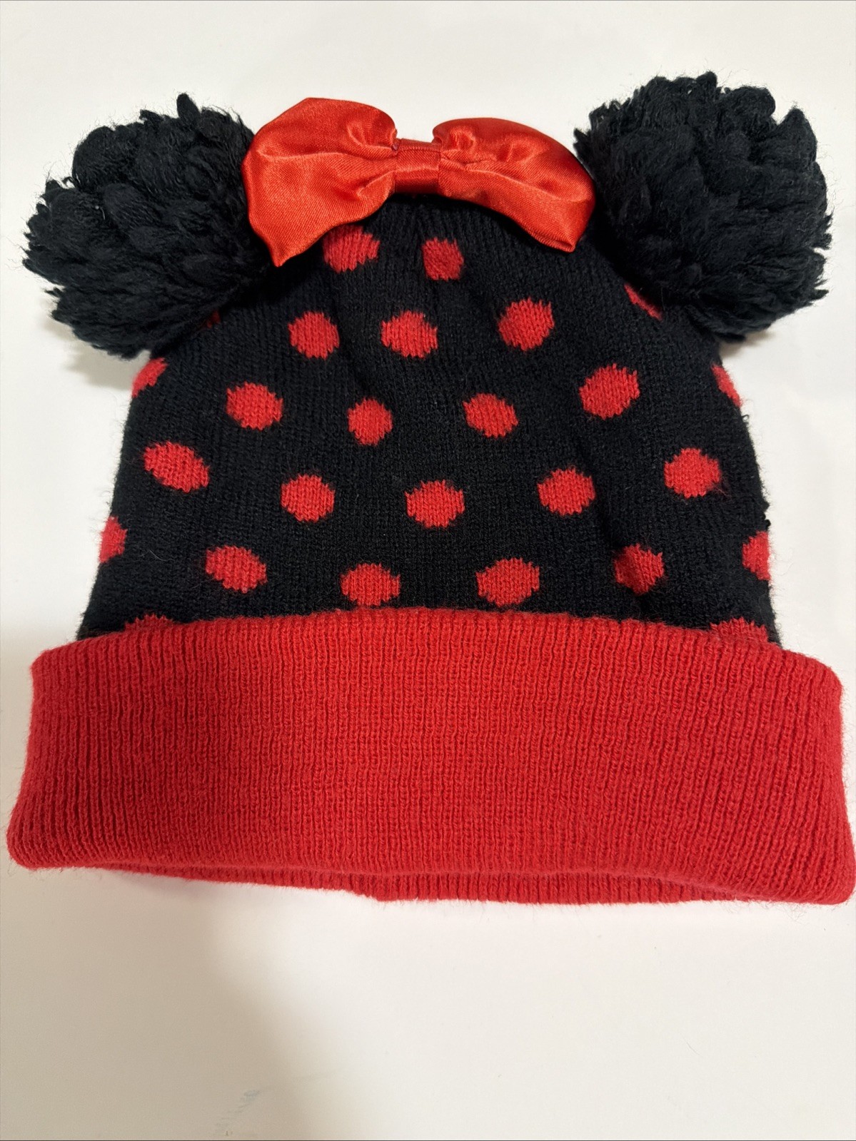 Jr Disney Minnie Beanie Red and black With bow and Ears