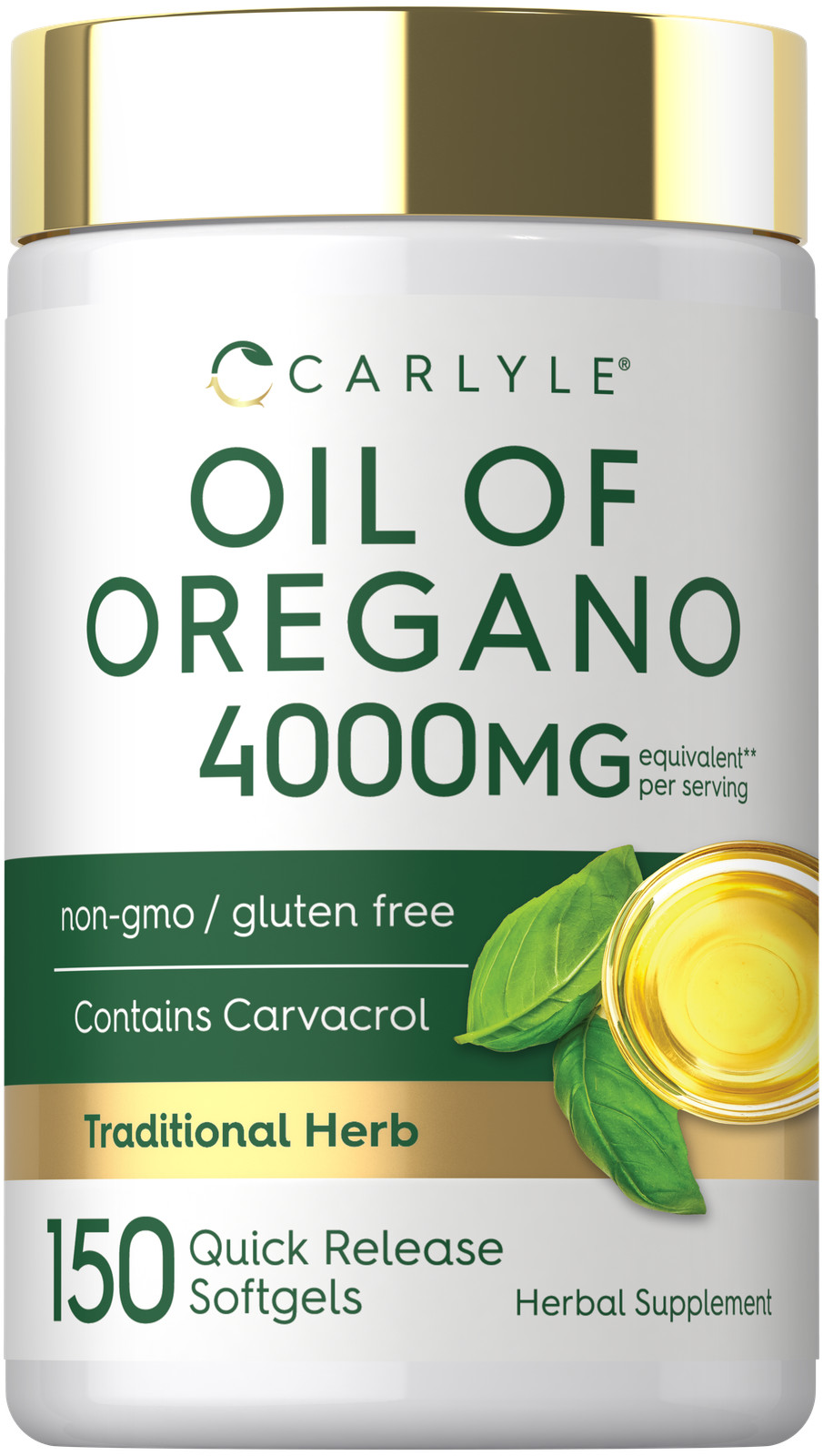 Oregano Oil 4000 mg 150 Softgel Capsules | Contains Carvacrol | by Carlyle