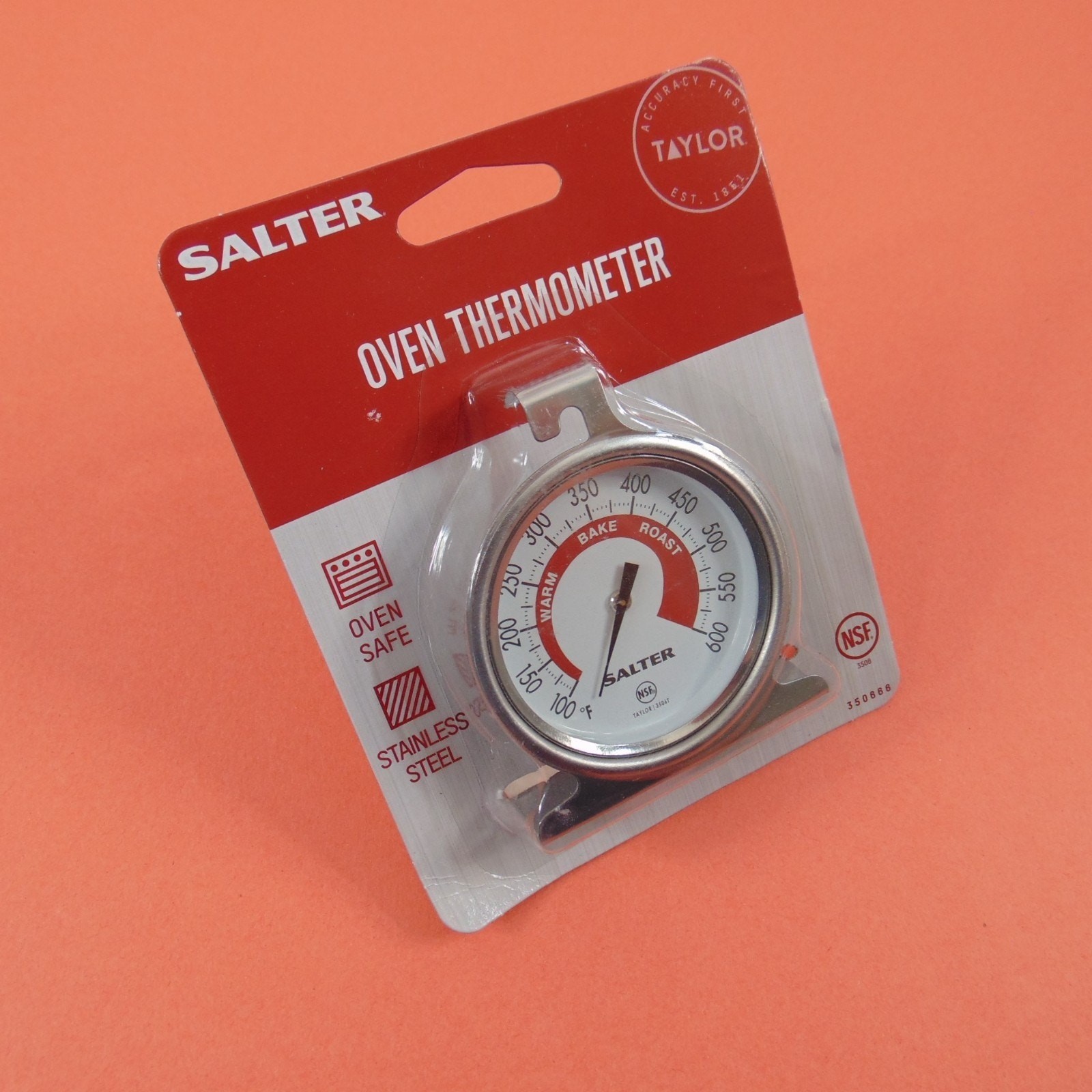Salter Stainless Steel Oven Thermometer by Taylor NSF Certified 100–600°F