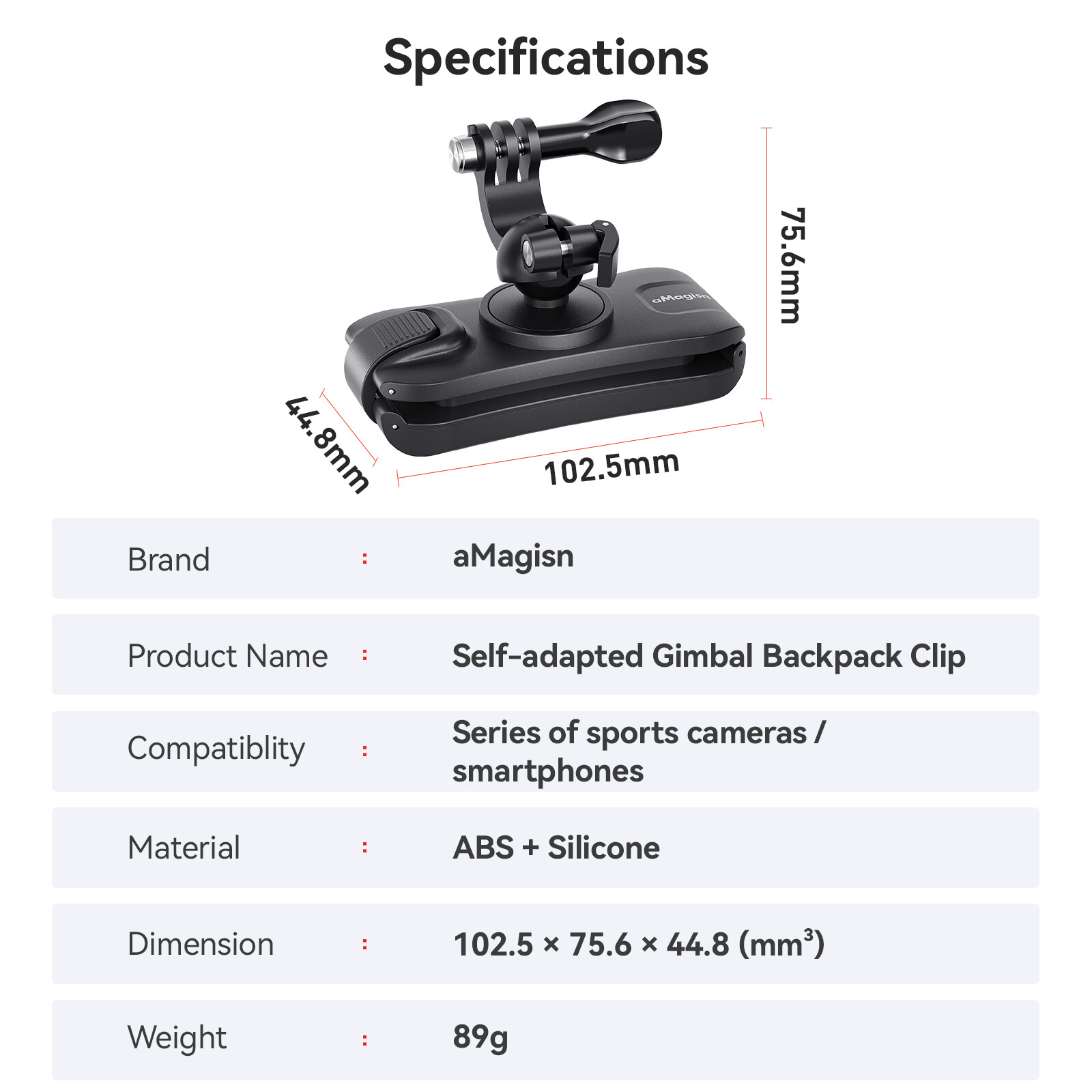 Camera Fixed Backpack Clip Quick Release For Insta360 X2/X3/X4/GO 3/ACE/ACE Pro